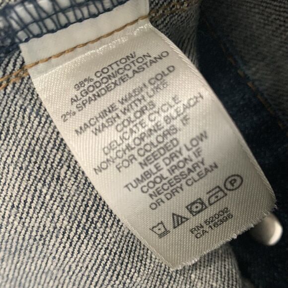 DKNY Size Small Stretch Denim Jacket Blue Jean Coat Cropped Trucker Western - Picture 8 of 8